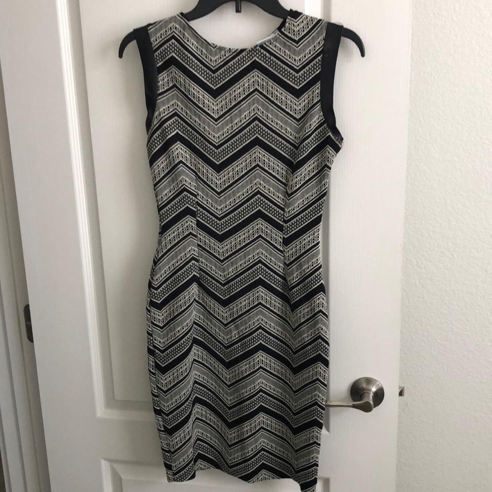 Bar III Small LBD Faux Leather Trim